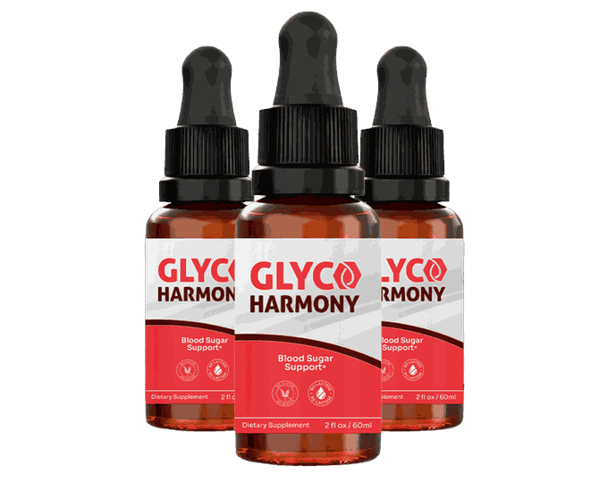 Three GlycoHarmony dropper bottles, the 90-day supply